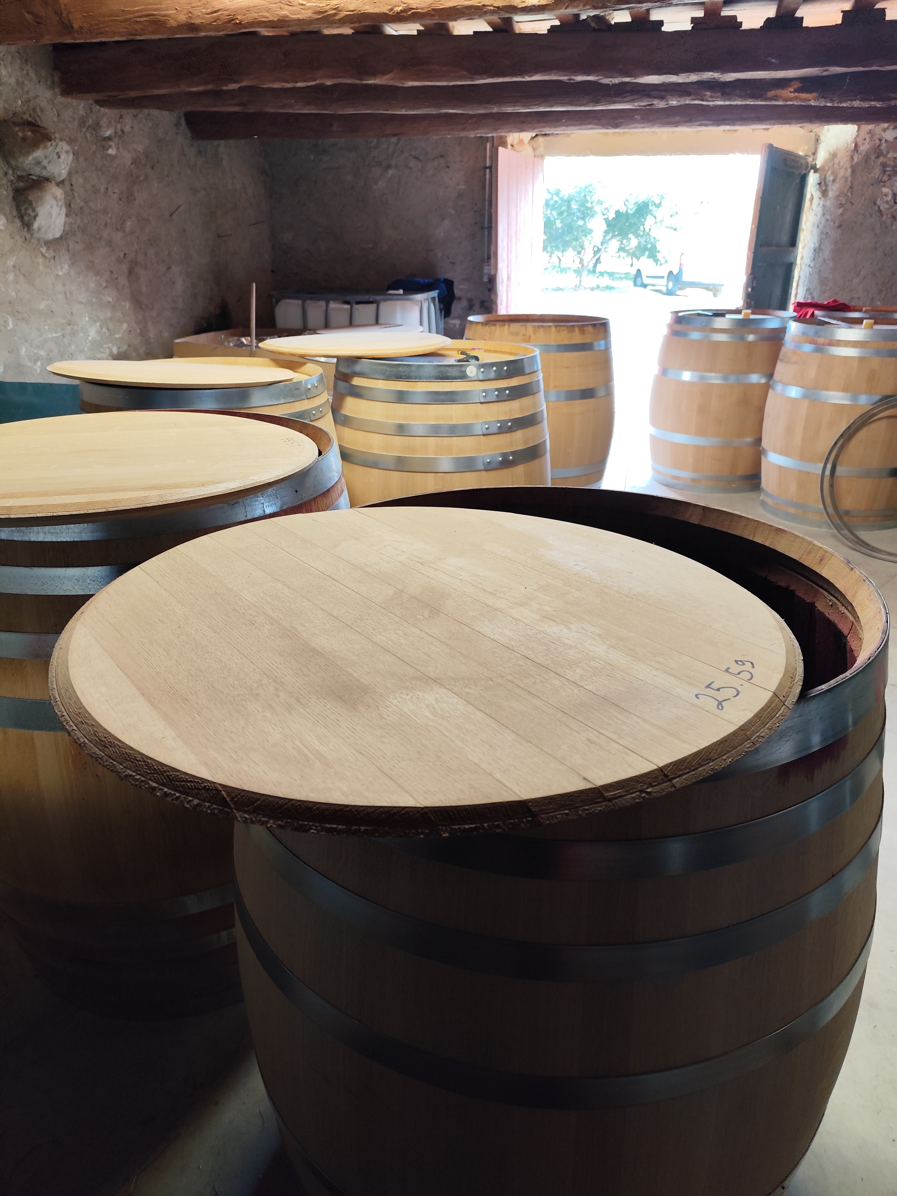 Domaine Lafage - Cave avec fûts de 500L